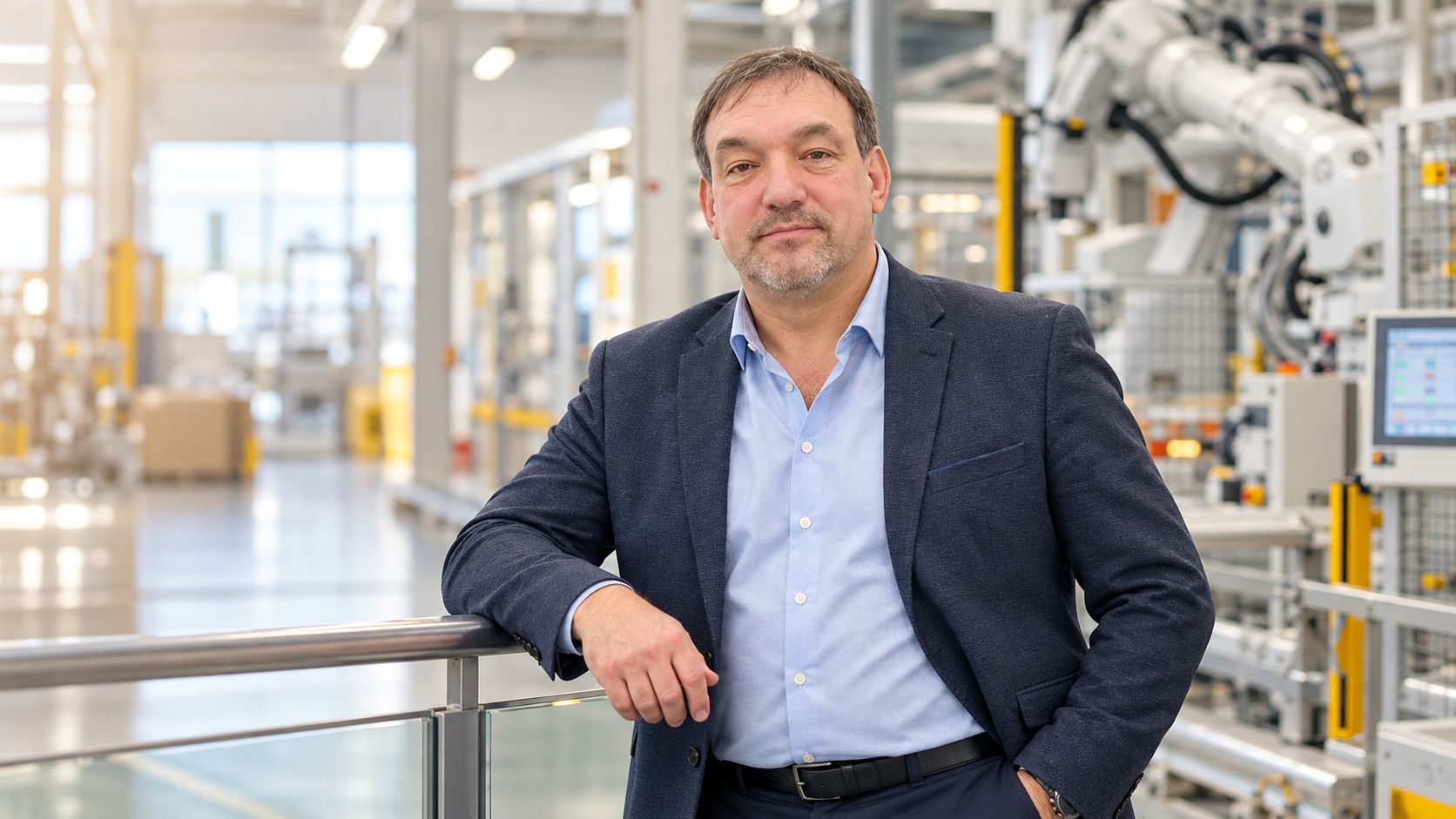 Pavel Oreško gamybos ceche prie robotizuotos linijos